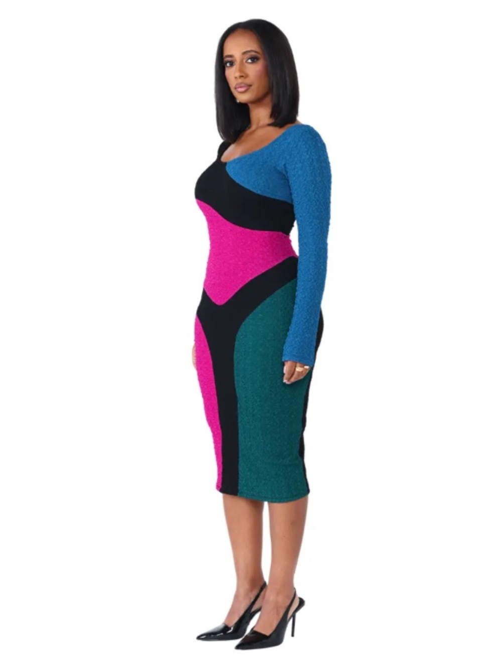 Kayl The Label Boutique New Prism Curved Midi Dress SUPER STRETCHY-Small photo’d